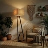 Angular Beige Jute Floor Lamp with Beige Jute Base