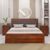 Vrinda Solid Wood King Size Bed In Hydraulic Storage Bed In Honey Oak Finish