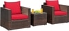 Carry Bird Wicker Patio Furniture Outdoor Balcony Chairs In Brown And Red Colour