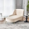 Henz Velvet Chaise Lounger in Cream Colour