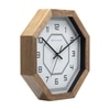 Octagonal Wooden Wall Clock with Sharp Black Indices