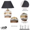 VARELLO Clear Glass Table Lamp with Gold Accent and Wood Base Black Shade
