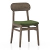 Lunar Solid Wood and Carrara White 6 Seater with 6 Lunar Dining Chair (Finish: Danish Walnut, Colour: Moss Green)