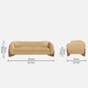 Amala Velvet 3 Seater Sofa Beige in Colour