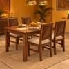 Globally Indian Vikirana Solid Sheesham Wood 4 Seater Dining Table Set 4 Chairs Beige
