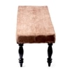Cairo Sheesham Wood Accent 3 Seater Bench In Caramel Brown Sparkle Velvet