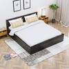 Hexa Engineered Wood Modern King Bed With Headboard With Storage In Flower Wenge