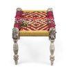 Oakville Sheesham Wood 2 Seater Maachi Bench In Assorted Multi-Colour Chindi & Yellow Rope Canning