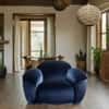 Maaria Solid Wood Lounge Chair in Blue Colour
