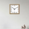 Spaces Unhooked Square Wooden Wall Clock, Natural Wood Frame, White Dial and Modern Outline Numerals