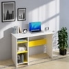 Woodbuzz Duke Engineered Wood Finish Study Table In Frosty White And Yellow