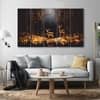 The Castle Decor Golden Deer Wall Painting Wooden Framed Digital Painting 27x48 Inch (Style 4)