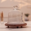 Ireka Homes Candy Cloud Acacia Wood Cake Stand with Glass Dome