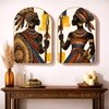 African Tribal Warrior Wall Art Painting Set of 2 with Gold Frame 16 x 24 Inch