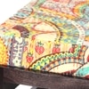 Houston Sheesham Wood Bohemian Set of 2 Stools in Israel Print Patchwork Kantha, Dark Mahogany Finish