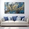 The Castle Decor Abstract Golden Blue Wall Art Set of 5 27x48 Inch