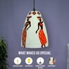 Folk Art Glass Electric Hanging Light in White Colour