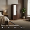 Hilton 2 Door Wardrobe With Mirror and Lock Without Drawer in Chestnut Acacia Finish