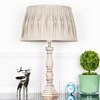 Hatton hand crafted Solid wood distress white finish table lamp With Natural Linen Shade