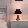 Devansh Black Cotton Table Lamp With Wood  Pebble Lamp  (10X10X15) Inches