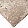Distressed Traditional Ivory Brown Wool Silk Hand Tufted Area Rug 12x15