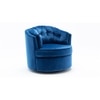 Marius Swivel Solid Wood Round Chair in Navy Blue Colour