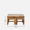 Sheesham Wood Coffee Table Set in Scratch Resistant Rustic Teak Finish With Cushioned Stools