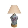 Devansh Conical  Beige Jute Shade  Lamp With  Wood & Mosaicglass Base For Decoration /Office/Home/Gifting/Study For Decoration /Office/Home/Gifting/Study -(10X10X14.5) Inches -