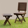 Alfresco Solid Wood Outdoor Folding Square Table with Two Square Chairs in Brown Colour