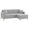 Convil Velvet L Shape 4 Seater  Sofa in Grey Color