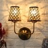 Devansh Metal Electric Wall Light in Gold Colour with Black Shade Count of 2 Lights