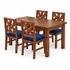 Globally Indian Taranga Solid Sheesham Wood 4 Seater Dining Table Set 4 Chairs Navy Blue