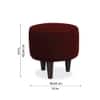 Doe Buck Velvet Round Ottoman Stool in Maroon Colour with Wooden Legs