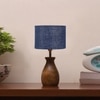 Devansh Blue Jute Table Lamp With Wood Natural Base (7X13 Inches)-13