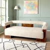 Westfield Sheesham Wood Mid Century 3 Seater Sofa (Off White Soft Boucle Fabric In Teak Finish)