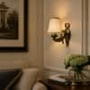 Devansh Metal Electric Wall Light in Gold Colour with Grey Shade Count of 1 Light