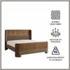 Heritage Cane Upholstered Queen Size Bed in Linen With Oak wood Frame