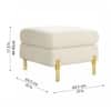 Doe Buck Luxe Boucle Square Ottoman in White Colour with Gold Metal Legs
