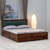 Melba Solid Sheesham Wood  King Size Hydrolic Storage Upholstered  Bed In Provincial Teak Finish