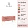 Doe Buck Upholstered Storage Bench in Pink Colour with Gold Legs