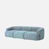 Zenliving Wood 3 Seater With Upholstery Non Storage Sofa In Blue Colour