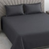Kian Slate Grey Solid Plain 400 TC Cotton Satin Flat Super King Size Bedsheet with 2 Pillow Covers – Threads