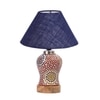 Devansh Conical Blue Jute Shade Lamp With Wood & Mosaic Glass Base For Decoration/Office/Home/Gifting/Study For Decoration/Office/Home/Gifting/Study -(10X10X14.5) Inches -A