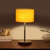Devansh Yellow Cotton Table Lamp With  Natural  Wood Base  & Steel Pipe (7X17 Inches)-6