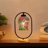 Devansh Multicolor Glass Wooden & Iron  Table Lamp -17 Inch Height  -Akl
