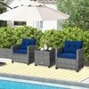 Carry Bird Wicker Patio Furniture Outdoor Balcony Chairs In Grey And Navy Blue Colour