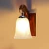 Devansh Solid Wood Electric Wall Light in Brown Colour with White Shade Count of 1 Light