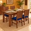 Globally Indian Shilpa Solid Sheesham Wood 4 Seater Dining Table Set 4 Chairs Navy Blue