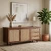Ratan Solid  Wood 2 Door Sideboard In Teak Finish