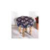 Roswell Sheesham Wood Parisian Round Set of 2 Stools in Blue Jacquard Work Fabric Upholstery
